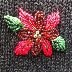 Victoria Jones Women's Embroidered Cardigan Sweater Medium Button Front Floral E